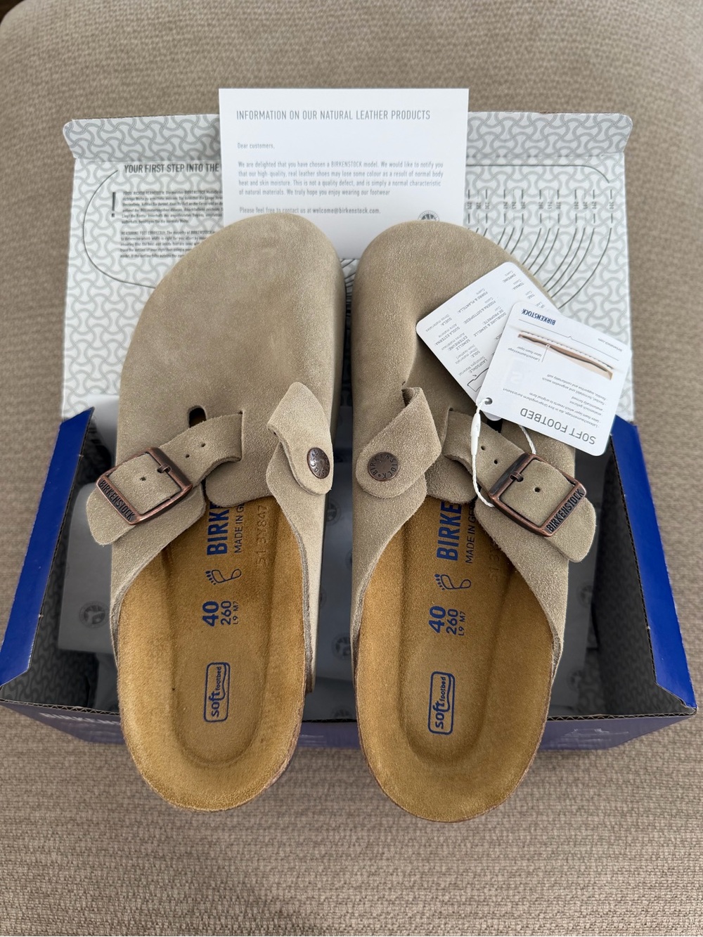 Birkenstock Boston Soft
Footbed Suede Leather Clogs
Taupe Shoes Size EU40